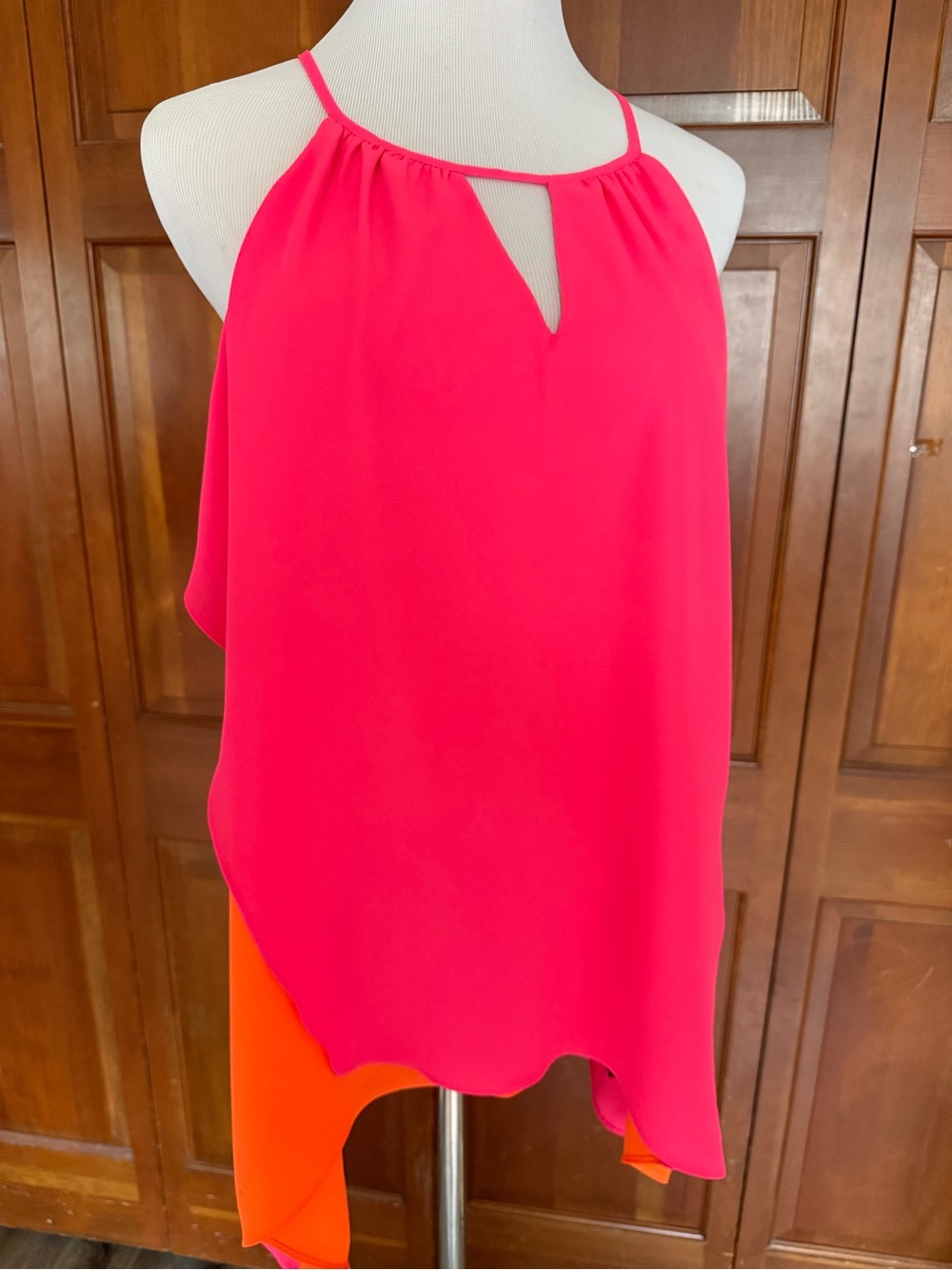 XL Barbiecore Girl’s Night Out Neon Bright Flowy Halter Layered Resort - Picture 2 of 9